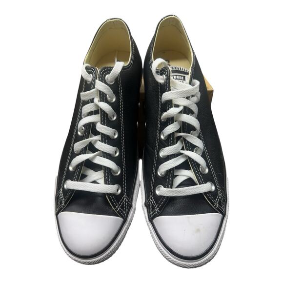Converse Chuck Taylor All Star M10 W12 Black Leather Sneakers Wipeable Outer - Picture 2 of 11